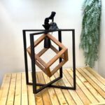 لوستر چوب فلز مدل مکعب در دو مستطیل تک لامپ - تصویر 3