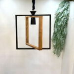 لوستر چوب فلز  مدل قابی