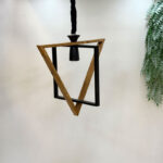 لوستر چوب فلز مدل مثلث در مستطیل تک لامپ