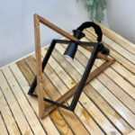 لوستر چوب فلز مدل مثلث در مستطیل تک لامپ - تصویر 2