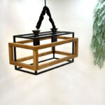 لوستر چوب فلز مکعب دولامپی