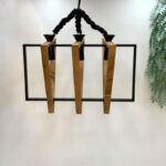 لوستر چوب فلز مدل مثلت در مستطیل سه لامپی - تصویر 2